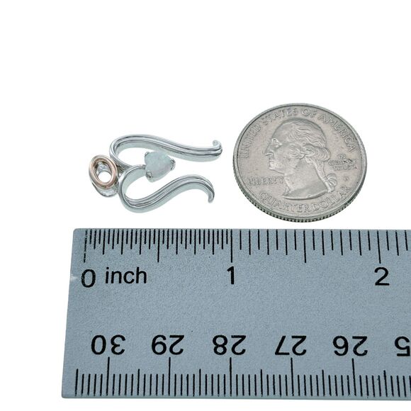 Vintage Sterling Silver 925 Opal Heart Gold Tone Halo Angel Pendant - Picture 4 of 5